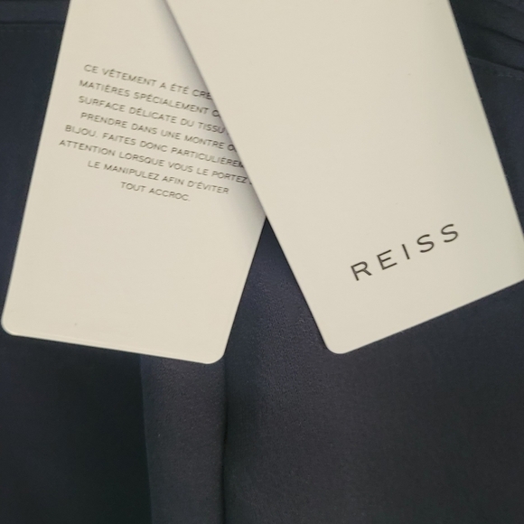 Reiss Margot Metallic & Satin Jumpsuit Navy Size 8 US - Picture 12 of 13